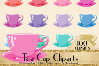 100 Tea Cup Clip Arts, Garden Party, Tea Party, Tea Time