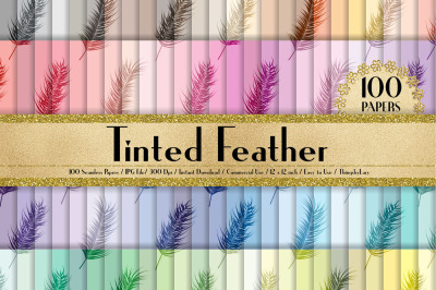 100 Seamless Tinted Feather Digital Papers 12 x 12 inch