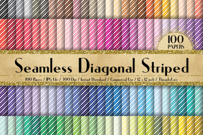 100 Seamless Diagonal Striped Digital Papers