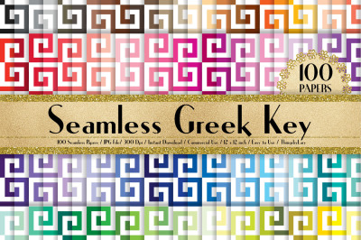 100 Seamless White Greek Key Pattern Digital Papers