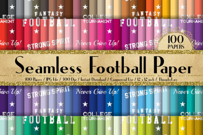 100 Seamless Football Sport Digital Papers