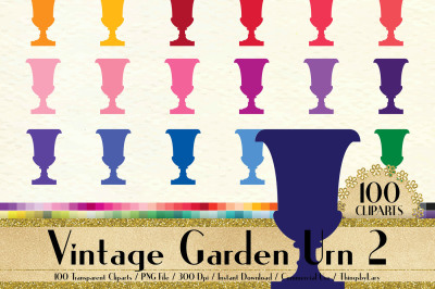 100 Vintage Garden Urn Clip Arts, Antique, Retro, European