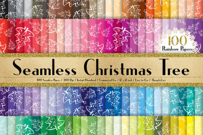 100 Seamless Christmas Tree Pattern Digital Papers