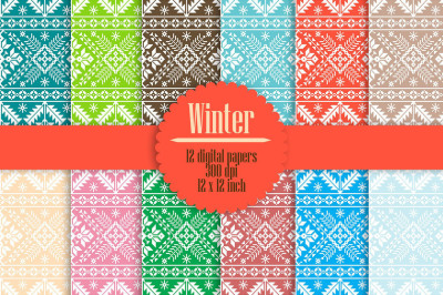 12 Christmas Sweaters Knitting Pattern Digital Papers