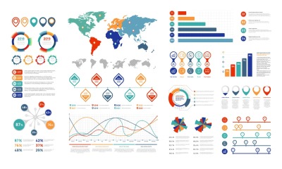 Flat infographic elements. Presentation chart element&2C; percent graph b