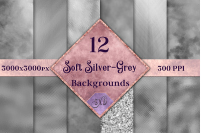 Soft Silver-Grey Backgrounds - 12 Image Set