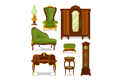 Antique furniture in cartoon style