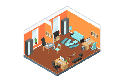 Modern office interior with comfortable workspaces