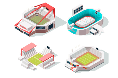 Exterior of stadium buildings hockey, soccer and tennis
