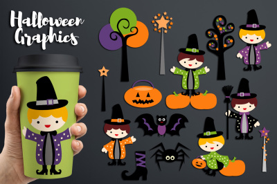 Halloween wizard boys graphic illustrations