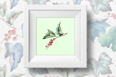 Leaves currant PNG watercolor set