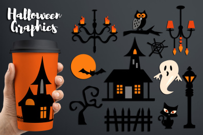 Haunted House Clipart, Halloween graphics and illustration