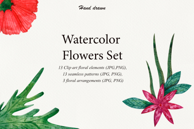 Bright Watercolor Flowers set