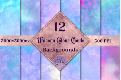 Unicorn Colour Clouds Backgrounds - 12 Image Set