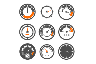 Vector illustrations set of different speedometers