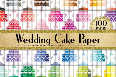 100 Seamless Wedding Cake Digital Papers 12 x 12 inch