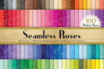100 Seamless White Wedding Roses Pattern Digital Papers