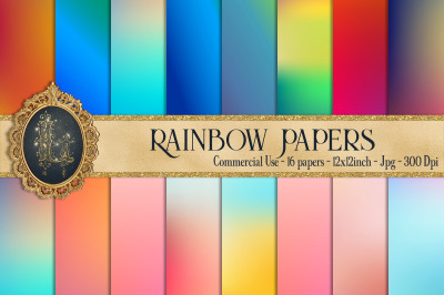 16 Rainbow Gradient Texture Digital Papers, Fairy Tale Paper