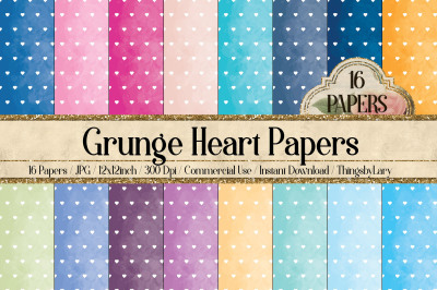 16 Grunge Romantic Shabby Chic Heart Pattern Digital Papers