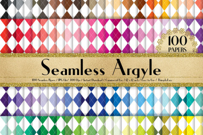 100 Seamless Argyle Digital Papers, Geometric Pattern