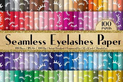 100 Seamless Eyelash Digital Papers, Fashion Beauty Pattern