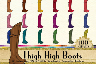 100 Thigh High Boots, Over Knee Boots, Fashion Clip Arts