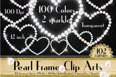 102 Pearl Heart Frame Clip Arts, Heart Frames, Pearl Frames