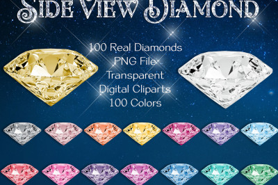 100 Side View Real Diamond Clip Arts, Wedding Diamond