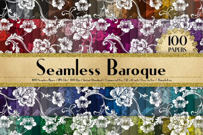 100 Seamless Antique Baroque Pattern Digital Papers