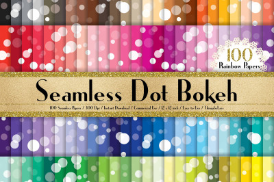 100 Seamless White Dot Bokeh Digital Papers 12 x 12 inch