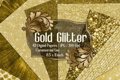 42 New Gold Glitter and Sequin Papers 8.5 x 11 inch