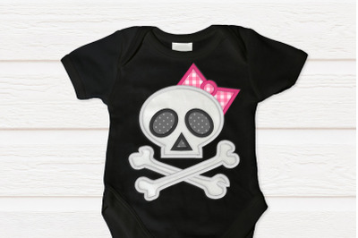 Skull and Crossbones with Bow | Applique Embroidery