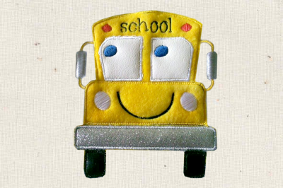 Cartoon School Bus | Applique Embroidery