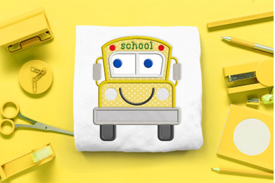 Cartoon School Bus | Applique Embroidery