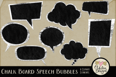 Chalk Board Speech Bubbles Clipart Elements