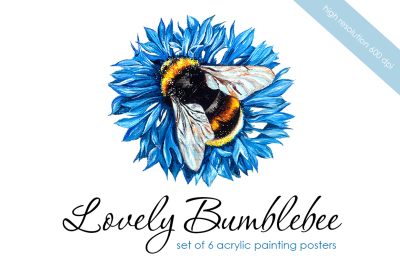 Lovely bumblebee. Set of posters.