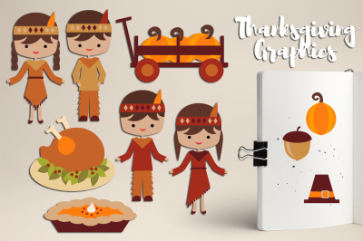 Thanksgiving Day Graphics / Native American Kids