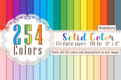 254 Solid Color Digital Papers, Wedding Kit, Shabby Chic Kit