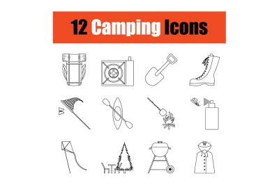 Camping icon set