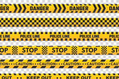 Caution perimeter stripes. Isolated black and yellow police line do no