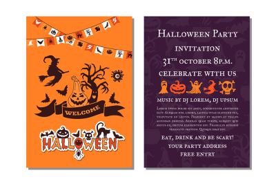 Vector halloween party invitation card template