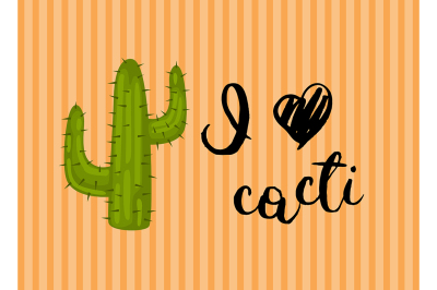 Vector horizontal illustration with wild desert cactus