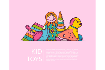 Vector round pile of kid toys elements half hidden illustration