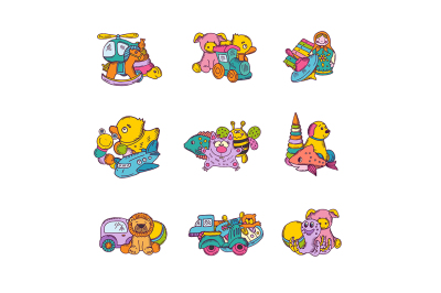 Vector set of kid toys piles