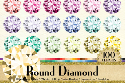 100 Round Diamond Clip Arts, Romantic Valentine Scrapbook