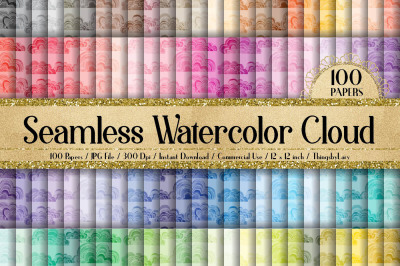 100 Seamless Watercolor Chinese Cloud Pattern Digital Papers