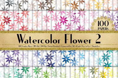 100 Watercolor Spring Daisy Flower Digital Papers