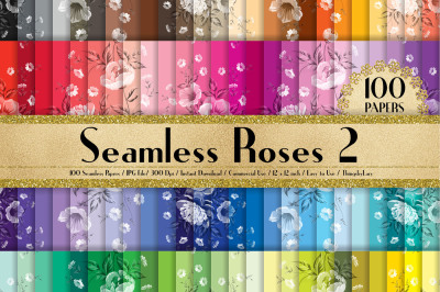 100 Seamless Wedding Valentine Rose Flower Digital Papers