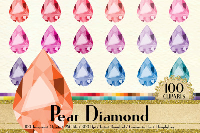 100 Realistic Pear Diamond Clip Arts, Wedding Diamond