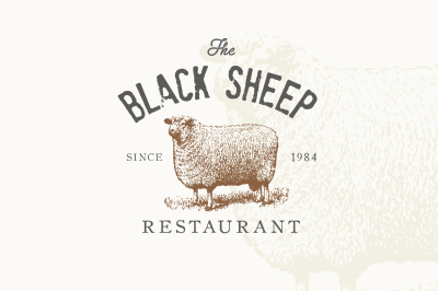 Sheep vintage logo + business card